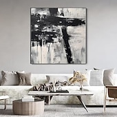 preiswerte Abstrakte Gemälde-handgemachtes Ölgemälde Acryl Leinwand Wandkunst Dekoration minimal schwarz und weiß abstrakte Textur für Wohndekor gerollt rahmenloses ungedehntes Gemälde