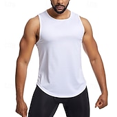 baratos Camisetas e Regatas de Corrida-Homens Camisola de alças do exercício Regata de Corrida Regata para Academia Sem Manga Colete Casual Roupa Esportiva Cor Sólida Secagem Rápida Macio Respirável Treino de Ginástica Caminhada Cooper