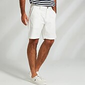 billiga Herrarnas Elite Shorts-Herr Kostymbyxor Dragkedja Ficka Ensfärgat Andningsfunktion Knelängd Formell Bröllop Fest Elegant och modernt Formell Vit Marinblå Microelastisk