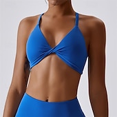 voordelige Sport bh&#039;s-Dames Lichte ondersteuning Sport bh&#039;s Running BH Open achterkant Gekruiste rug Goede top Gewatteerd Fitness Recreatiesport Hardlopen Ademend Lichtgewicht Zacht Zwart Roze Marine Blauw Effen