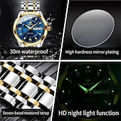 levne Quartz hodinky-OLEVS Muži Křemenný Módní Obchodní Wristwatch Svítící Kalendář Datum týden VODĚODOLNÝ Ocel Hodinky