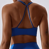voordelige Sport bh&#039;s-Dames Lichte ondersteuning Sport bh&#039;s Running BH Open achterkant Gekruiste rug Goede top Gewatteerd Fitness Recreatiesport Hardlopen Ademend Lichtgewicht Zacht Zwart Roze Marine Blauw Effen