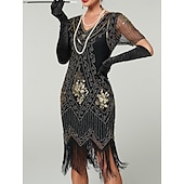 olcso Ruhák-Ordító 20-as évek 1920-as évek Koktélruha Flapper ruha Ruhák Báli ruha A nagy Gatsby Charleston Flitter Rojt Női Mindszentek napja Farsang Álarcos mulatság Farsang Esküvő Esküvői vendég Felnőttek