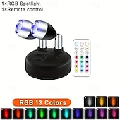 billige skap lys-13 farger rgb bildelys led trådløs skap spotlight med fjernkontroll batteridrevet vinkel justerbar atmosfære nattlampe galleri korridor gang stue soverom dekorasjon 1stk