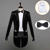 cheap Outfits-Retro Vintage Disco 1980s Tuxedo Suits &amp; Blazers Tailcoat Disco Sequins Men&#039;s Masquerade Party / Evening Pride Parade Pride Month Adults&#039; Coat