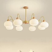 cheap Pendant Lights-LED Pendant Light 50/65/70/90cm 3/5/6/8-Light Milk Glass Sputnik Chandelier Mid Century Modern Semi Flush Mount Ceiling Light E27 Antique Hanging Lamp Nordic Metal Farmhouse Pendant Light Fixture for Living Room Bedroom 110-240V
