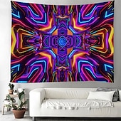 levne Tapiserie Blacklight-blacklight gobelín uv reaktivní záře ve tmě záře party neon psychedelický trippy misty závěsný gobelín sova nástěnná malba pro obývací pokoj ložnice