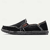 abordables Zapatillas sin cordones y mocasines de hombre-Mocasines informales de lona para hombre: zapatos para caminar ligeros y transpirables