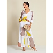  Női Blúz Kontraszt szín Alkalmi / Napi Hétvége Puffos Sárga Csomó eleje Háromnegyedes Alkalmi Napi Térfogatcsökkenés Tavasz & Ősz