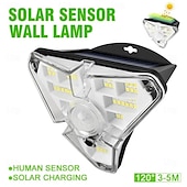 cheap Street Lights-68LED Solar Flood Lights Sensor Wall Lamp, Human Body Induction Waterproof Wall Intelligent Control, Waterproof Outdoor Triangle Floodlight for Home Garden Household Courtyard 1pc
