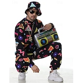 billiga Outfits-Retro / vintage 80-talet Hiphop Kläder Tillbehör set Sportkläder Disk Maskeradkläder Herr Karnevalsdräkt Halloween Karnival Nyår Fest / afton Prideparad Pride månad Vuxna Topp Byxor Armband Alla