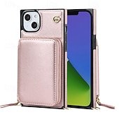 Недорогие Чехлы для iPhone-телефон Кейс для Назначение айфон 16 iPhone 15 Pro Max iPhone 14 13 12 11 Pro Max Plus Mini SE Кошелек для карт Молния с ремешком Откидная подножка Ретро ТПУ Кожа PU