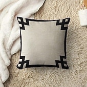 billiga geometrisk stil-svart vit dubbelsidigt kuddfodral 1 st mjukt kuddfodral kuddfodral örngott för soffa sovrum vardagsrum överlägsen kvalitet maskintvättbar utomhusdyna för soffa soffa stol