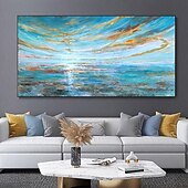 economico Quadri astratti-dipinto a olio fatto a mano su tela decorazione della parete di arte struttura moderna tramonto spiaggia paesaggio astratto per soggiorno decorazioni per la casa arrotolato senza cornice pittura non