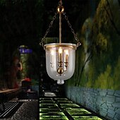 cheap Pendant Lights-LED Pendant Light Warm White 36/42cm 3-Light Country Retro Gold Hanging Light Industrial Style E14 Transparent Glass Lampshade Chandelier Metal Ring lamp Body Shape Ceiling Lighting for Living Room Bar counter 85-265V