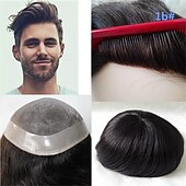 voordelige Stukken en toupetjes van echt haar-haarstukken en pruiken menselijk haar mannen toupet mono kant met npu rond kantsystemen maat 7x9 inch 6&#039;&#039;lengte 1b 6x8 7x9 8x10
