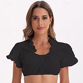 abordables Mujeres-Oktoberfest Baile de Máscaras Blusa con falda acampanada bávaro Mucama Alemán Munich Víspera de Todos los Santos prados Mujer Víspera de Todos los Santos Paño de estilo tradicional Cima