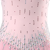 preiswerte Eiskunstlaufkleider-Eiskunstlaufkleid Damen Mädchen Eislaufen Kleider Rosa Patchwork Rückenfrei Gitter Spandex Hochelastisch Ausbildung Praxis Professionell Eiskunstlaufkleidung Klassisch Kristalle Langarm Eislaufen