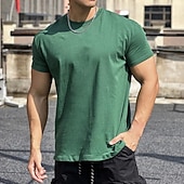 cheap Running Tee &amp; Tank Tops-Men's Solid Colored Running T-Shirt Summer Short Sleeve Casual Athleisure Cotton Quick Dry Soft Breathable Gym Workout Running Walking Jogging Dark Grey Black White Sportswear Activewear