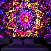 billige Blacklight -billedvev-mandala bohemisk blacklight billedvev uv reaktiv glød i mørket trippy zen meditasjon tåkete natur hengende billedvev veggkunst veggmaleri for stue soverom