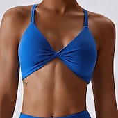 voordelige Sport bh&#039;s-Dames Lichte ondersteuning Sport bh&#039;s Running BH Open achterkant Gekruiste rug Goede top Gewatteerd Fitness Recreatiesport Hardlopen Ademend Lichtgewicht Zacht Zwart Roze Marine Blauw Effen