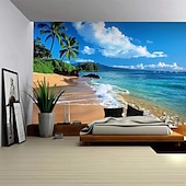 Недорогие Тапестри́ на океа́нском пляже-Пляжный остров, подвесной гобелен, настенное искусство, большой гобелен, фреска, декор, фотография, фон, одеяло, занавеска, украшение для дома, спальни, гостиной