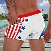  Herr Flagga 4 juli USA:s 250-årsjubileum Amerikanska flaggan Badshorts Boardshorts Boxershorts Medium Midja Mode Designer Strand Helgdag Simbassäng Snörning Ficka Elastisk midja Designer Kläder