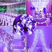 abordables Guirlandes solaires-Guirlande lumineuse solaire élégante pour réception de mariage, guirlande lumineuse à fleurs de 33 pieds, 100 LED, 8 modes, lumières violettes pour fête de mariage, décorations d&#039;intérieur,