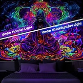 levne Tapiserie Blacklight-blacklight gobelín uv reaktivní záře ve tmě záře party neonový kouzelník zen yinyang psychedelický trippy mlhavý závěsný gobelín nástěnná malba pro život