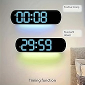 economico Luci decorative-Luce notturna a LED da 1 pz 8 colori, orologio multifunzione con display a LED corto con temperatura settimanale e calendario, telecomando Orologio da parete digitale intelligente 12/24 ore con luce d&#039;atmosfera 1 regolazione del colore