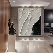 cheap People Paintings-Large handmade Abstract texture oil painting hand painted Wall Art  Texture oil painting Wall Art Black and White Abstract Lady Painting Modern  Wall Art black white painting  Wall Art