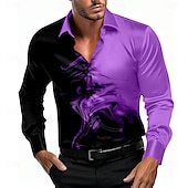Men's Satin Shirt Dress Shirt Button Up Shirt Formal Daily Black Purple Orange Light Blue Long Sleeve Turndown Summer Spring Clothing Apparel Buttons 10