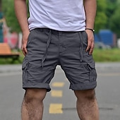 cheap Outdoor-Men&#039;s Tactical Shorts Cargo Shorts Shorts Buttons Drawstring Multi Pocket Plain Wearable Short Outdoor Daily Camping &amp; Hiking Fashion Classic Black White