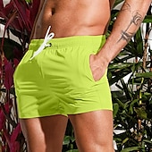 baratos shorts de natação masculinos-Homens Bermuda de Surf Shorts de Natação Calção Justo de Natação Com Cordão Cintura elástica Tecido Conforto Secagem Rápida Curto Feriado Praia Final de semana Moda Casual Preto Branco Micro-Elástica