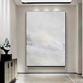 cheap Abstract Paintings-Handmade Wall Art Pastel painting handmade Abstract Gray Landscape Painting   Eclectic Minimalist Modern Art Neutral seascape Painting Wall Decor Framed Canvas Gray painting