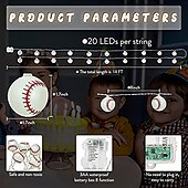 cheap Battery String Lights-1pc Waterproof Football String Light with Remote Control, Euro Cup Football/Baseball/Rugby/Basketball/ String Light 3M-20Leds Indoor and Outdoor Atmosphere Decoration Light String Beer Festival