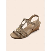 preiswerte Urlaubsandalen-Damen-Keilsandalen im Boho-Stil mit geflochtenen Keilabsätzen und Perlenverzierungen – stilvolle und bequeme offene Schuhe für Sommer, Strand und Freizeit