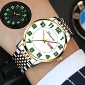 ieftine Ceasuri Quartz-Ceas de afaceri bărbați din oțel inoxidabil nou cu cadran mare luminos calendar afișaj săptămânal ceas de modă casual quartz de lux versatil pentru sportivi