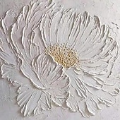 billiga Blom- och växtmålningar-3d stor handmålad vit blomma oljemålning på duk handgjord akrylmålning handgjord tung texturerad målning abstrakt landskap oljemålning väggkonst blommig väggdekor målning