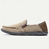abordables Zapatillas sin cordones y mocasines de hombre-Mocasines informales de lona para hombre: zapatos para caminar ligeros y transpirables