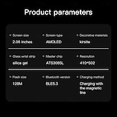 Χαμηλού Κόστους Smartwatch-696 P106 Εξυπνο ρολόι 2.06 inch Έξυπνο ρολόι Bluetooth Βηματόμετρο Υπενθύμιση Κλήσης Παρακολούθηση Ύπνου Συμβατό με Android iOS Γυναικεία Άντρες Κλήσεις Hands-Free Υπενθύμιση Μηνύματος IP 67