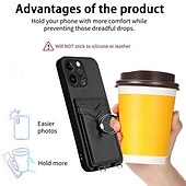 economico Cover per iPhone-telefono Custodia Per iPhone16 iPhone 15 Pro Max Plus iPhone 14 13 12 11 Pro Max Plus Mini SE Per retro Supporto ad anello Slot per schede Resistente agli urti Retrò TPU Metallo pelle sintetica
