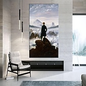 preiswerte Gemälde mit Menschen-Ölgemälde Caspar David Friedrich, handgemalter Wanderer über dem Nebelmeer, Ölgemälde von Caspar David Friedrich, Gemälde auf Leinwand, große Wandkunst, Raumdekoration, Bürodekoration, Geschenk für