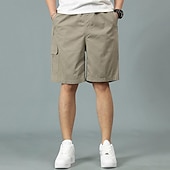baratos Clássico-Homens Shorts táticos Bermuda Cargo Calção Com Cordão Cintura elástica Bolso multi Tecido Vestível Comprimento do joelho Ao ar livre Diário Acampar e Caminhar Moda Clássico Preto Amarelo