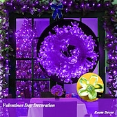 abordables Guirlandes solaires-Guirlande lumineuse solaire élégante pour réception de mariage, guirlande lumineuse à fleurs de 33 pieds, 100 LED, 8 modes, lumières violettes pour fête de mariage, décorations d&#039;intérieur,