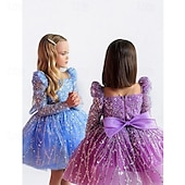 billige Festkjoler-Baby Jente Festkjole Paljetter 3/4 ermer Ytelse Netting søt stil Prinsesse Polyester Ovenfor knéet Tubekjole Tyllkjole Sommer Vår Høst 4-7 år Rosa Lilla