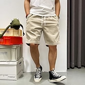 baratos Calções Estilo Casual-Homens Shorts de verão Shorts casuais Shorts de veludo cotelê Bolsos Com Cordão Cintura elástica Tecido Conforto Comprimento do joelho Ao ar livre Diário Moda Estilo Clássico Preto Amarelo