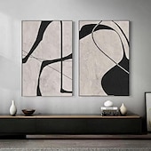 voordelige Abstracte schilderijen-schilderij handgemaakt zwart-wit abstract olieverfschilderij handgeschilderd wabi sabi abstract schilderij wandkunst kunstwerk modern abstract olieverfschilderij geometrisch schilderij wandkunst voor