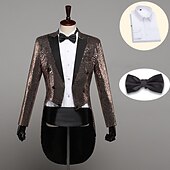 cheap Outfits-Retro Vintage Disco 1980s Tuxedo Suits &amp; Blazers Tailcoat Disco Sequins Men&#039;s Masquerade Party / Evening Pride Parade Pride Month Adults&#039; Coat