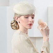 economico Cappelli per feste-cappelli berretto in fibra di tulle cappello a bombetta / cappello a cloche cappello di paglia da sposa tea party matrimonio elegante con copricapo in tulle copricapo